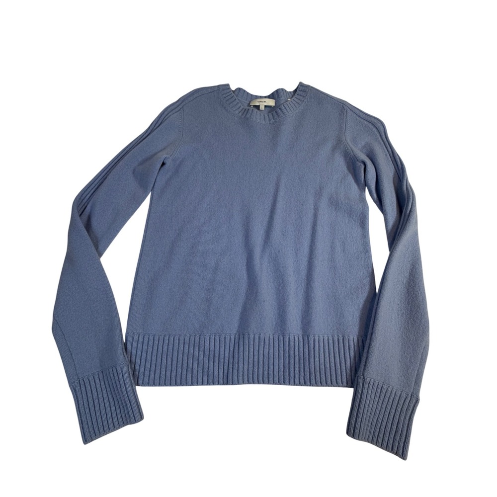 Vince 100% Cashmere Sweater Size S Blue Ribbed Crew Neck